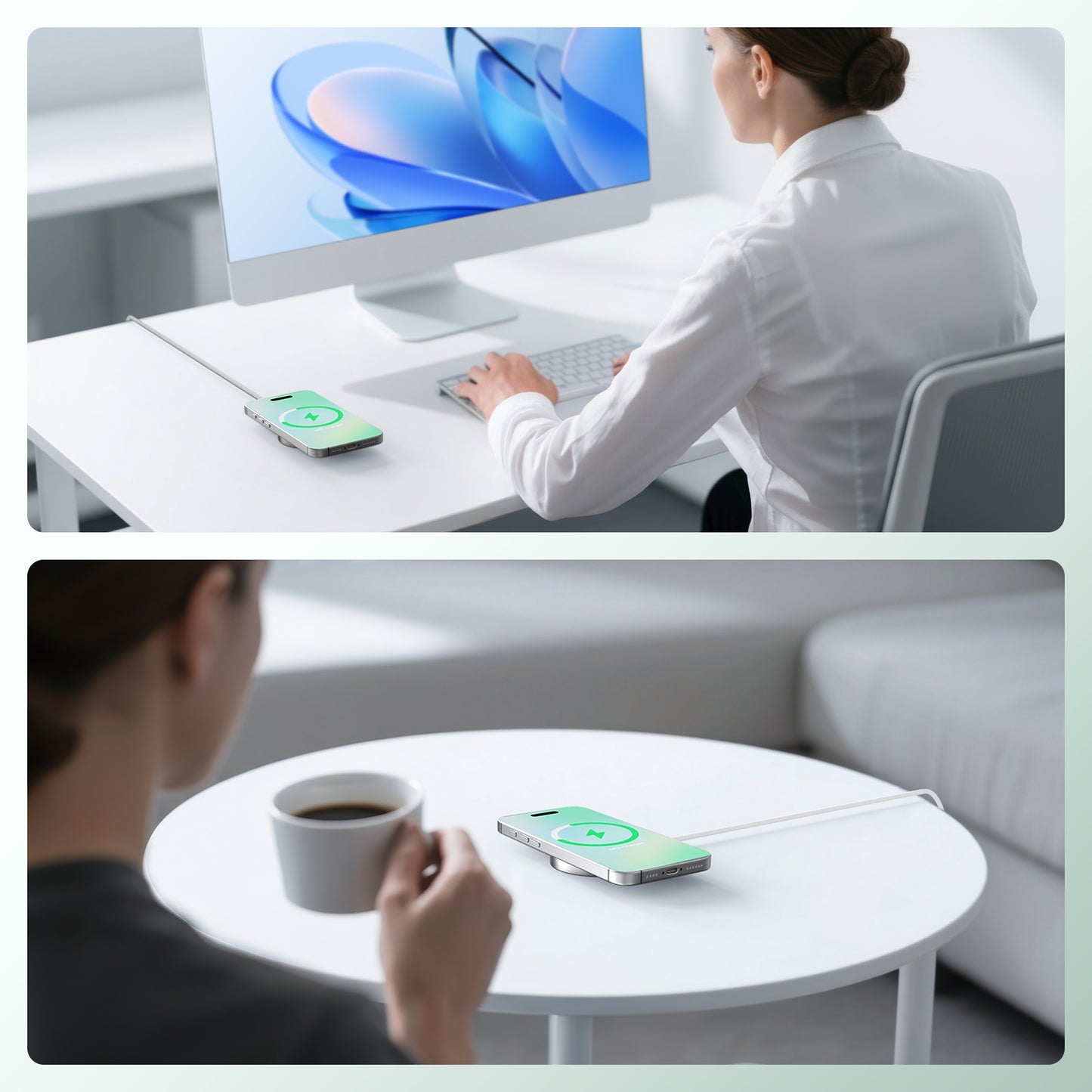 Wireless Charger for iPhone, 25W Phone Charger Compatible with iPhone 17 16 15 13 14 12 Series, Charging Pad Compatible with AirPods 4 3 2, Ideal for Travel Home Office, White(2 Pack)