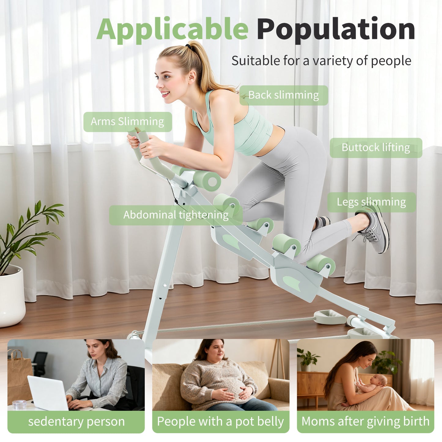 Dual-track Ab Workout Machine with 4 Adjustable Heights, Foldable Core & Abdominal Exercise Machine with 440lbs Weight Capacity, Ab Exercise Fitness Trainer