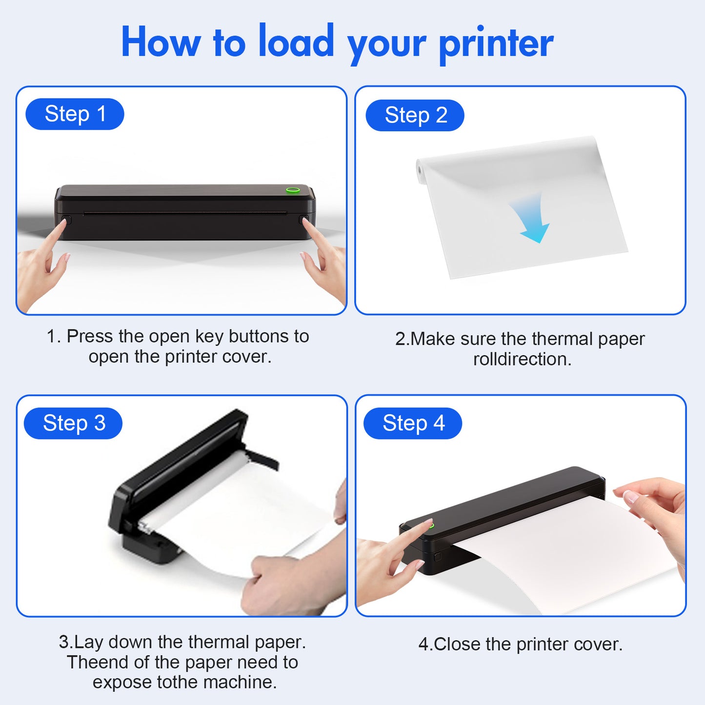 Baokaler Wireless Thermal Printer, Mobile Bluetooth Inkless Printer for Travel Home Use, Support US Letter/A4/A5/B5 Thermal Paper, Compatible with Android iOS Phone & Laptop