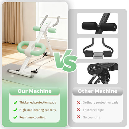 ALSO GO Ab Machine, Adjustable Ab Trainer Machine, Abdominal Workout Equipment with LED Display, 300 lb Foldable Abdominal Core Equipment with Resistance Bands, Green