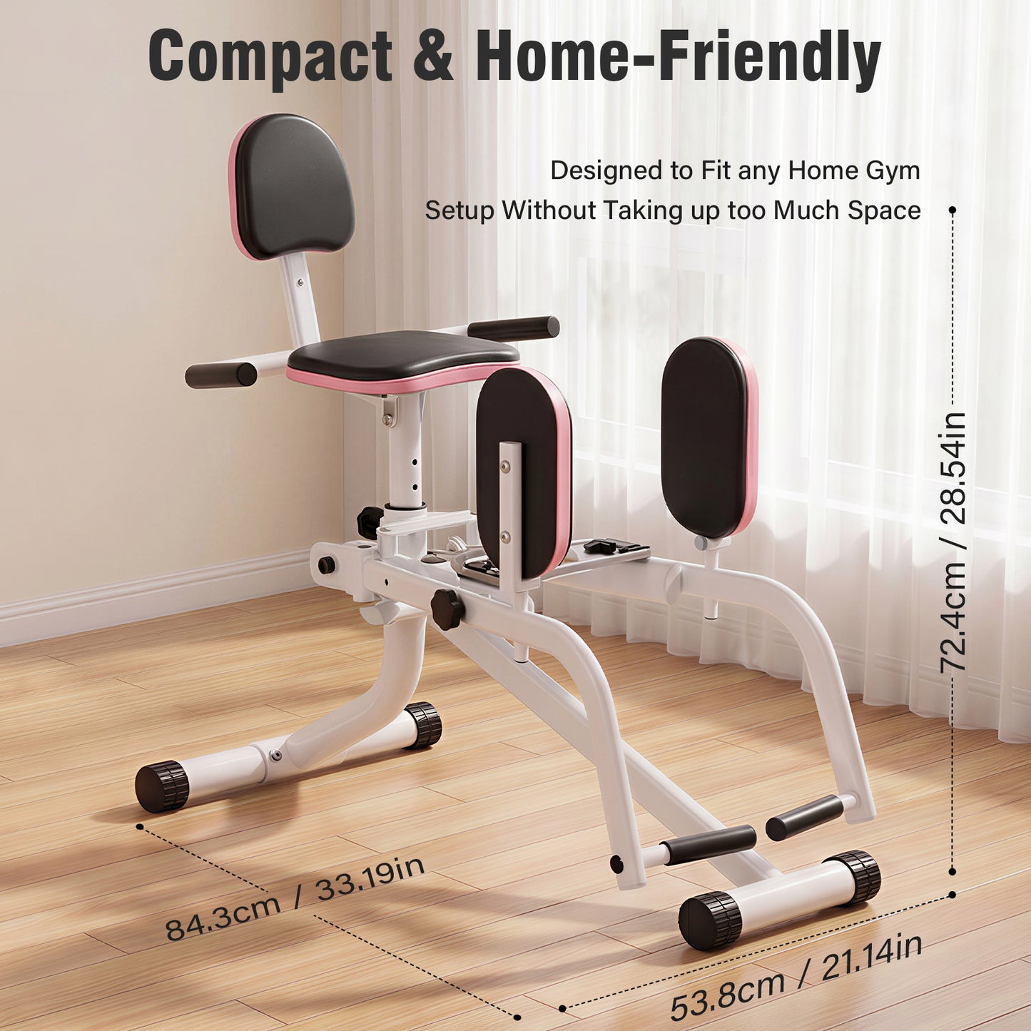 RICAN Hip Abductor Machine for Women, 2-in-1 Compact Glute & Thigh Trainer, Adjustable Resistance Inner Thigh Toner and Outer Thigh Sculptor, Booty Builder for Home Leg Workout Equipment ¨C Pink/White