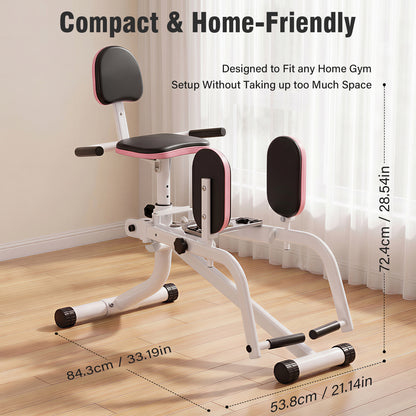 RICAN Hip Abductor Machine for Women, 2-in-1 Compact Glute & Thigh Trainer, Adjustable Resistance Inner Thigh Toner and Outer Thigh Sculptor, Booty Builder for Home Leg Workout Equipment ¨C Pink/White