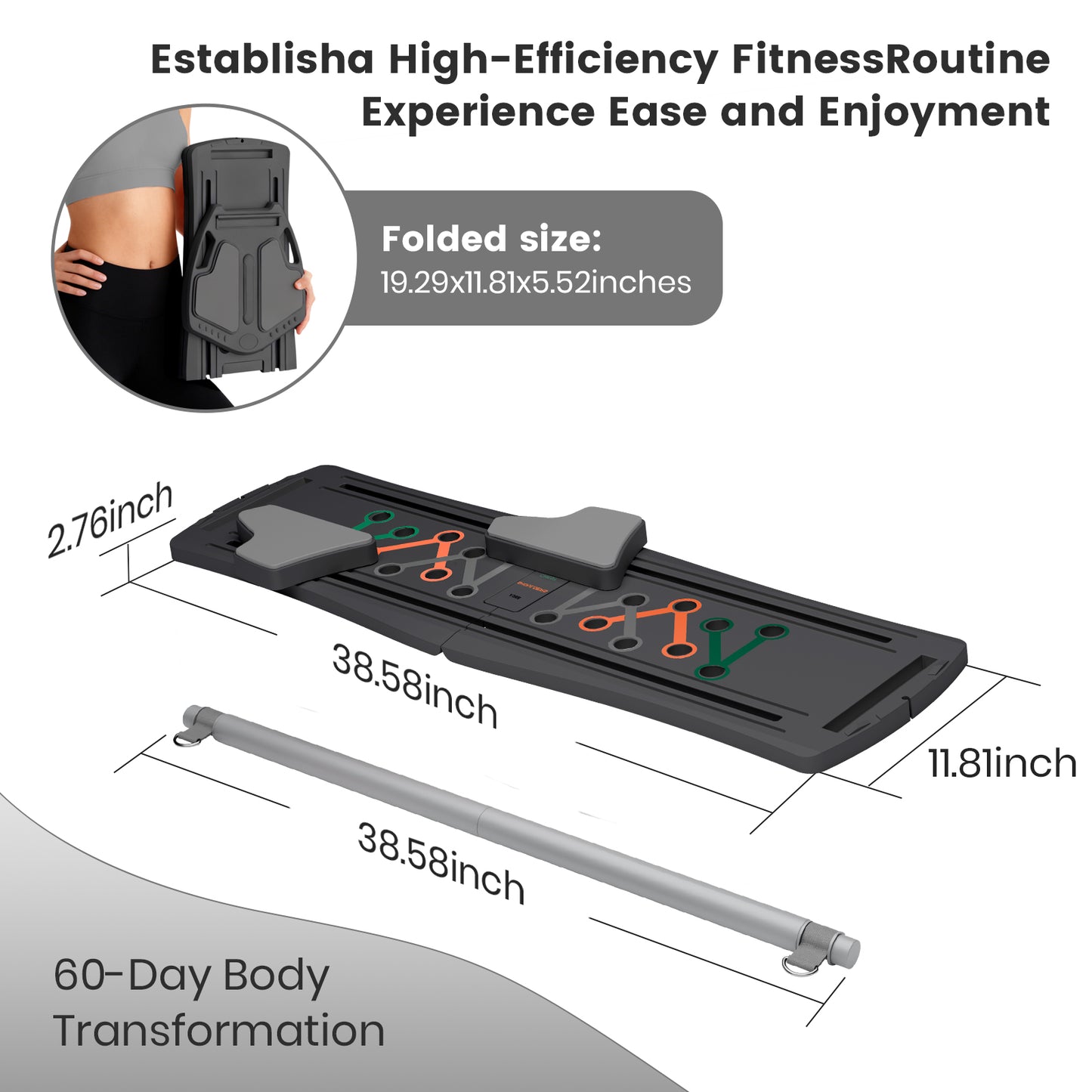 RICAN 7 in 1 Foldable Pilates board, Pilates Reformer Set with 330LBS, Portable Home Pilates for Women Workout, Fitness, Exercise, Abs, Black