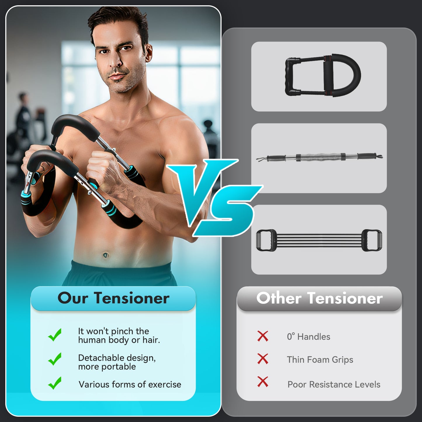 Twister Arm Trainer, Portable Arm Trainer Chest Workout, for Man/Woman, Multi-Functional Adjustable U-Shaped Arm Exerciser, Home Gym Equipment