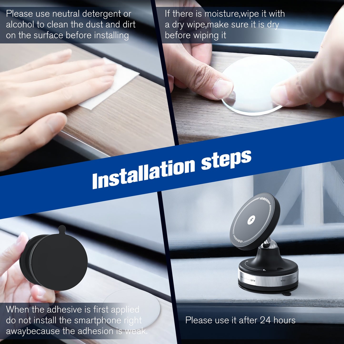 Wireless Car Charger, 15W Wireless Charging Phone Mount for Car, Magnetic Car Phone Holder for iPhone 16 15 14 13 12, 360¡ã Rotatable Charger Car Mount, Black