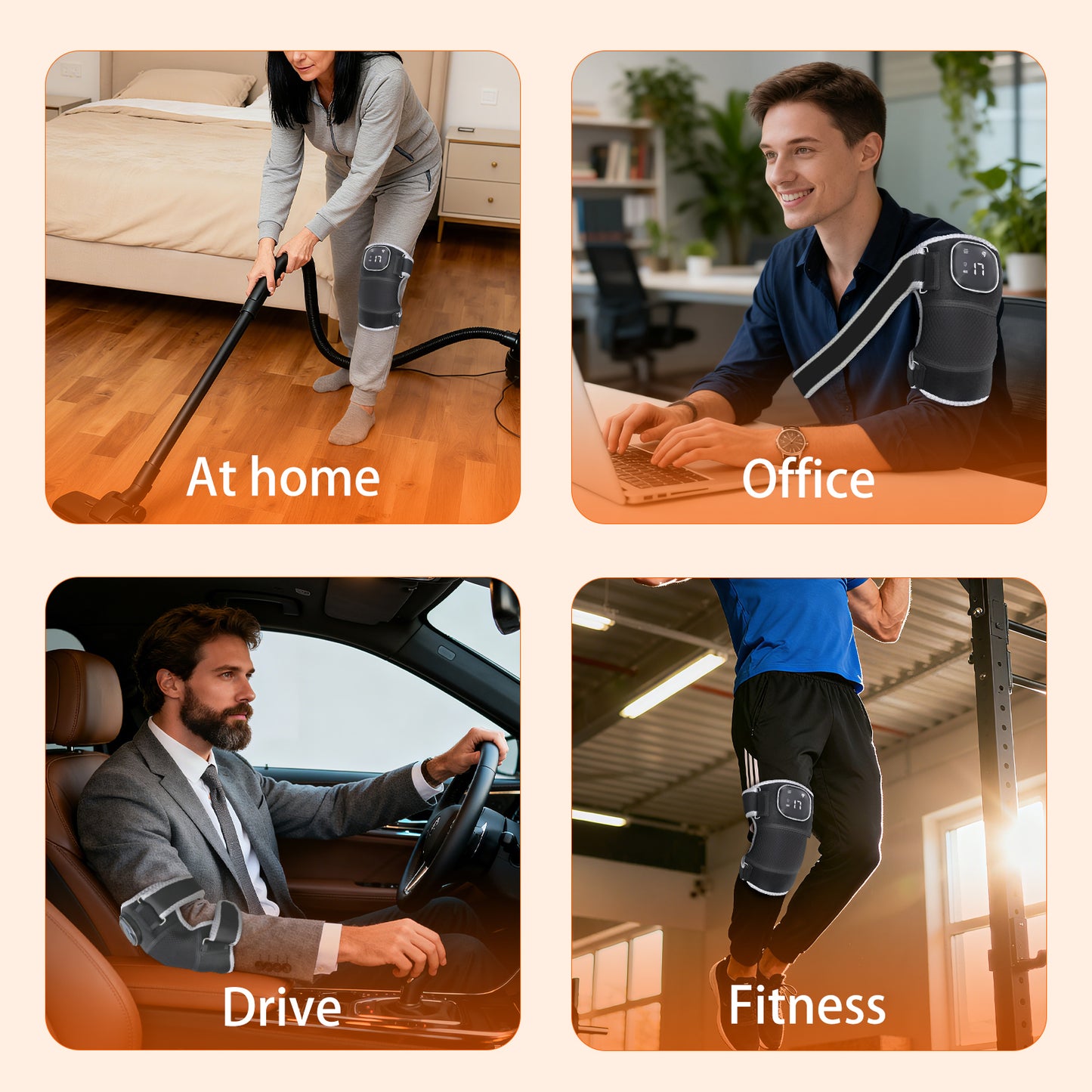 Knee Massager with Heating and Red Light, Vibration Knee Brace Wireless Rechargeable Heated Device for Knee/Joint/Elbow/Shoulder, Ideal Gift for Family