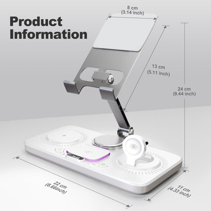 7 in 1 Wireless Charger for iPhone Airpods iWatch, Foldable Charging Station , Travel Charging Pad Dock Compatible with Apple 12 and above series, White