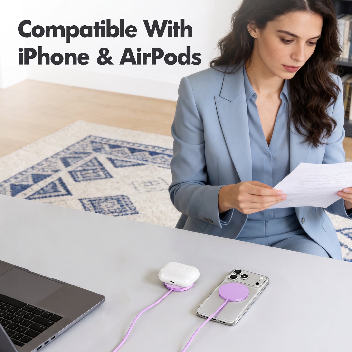 25W MagSafe Wireless Charger for iPhone AirPods, Magnetic Fast Charging Pad Compatible with iPhone 17 17e 16 16e 15 14 13 12 Pro Max, Slim Portable Charger for Travel Bedside