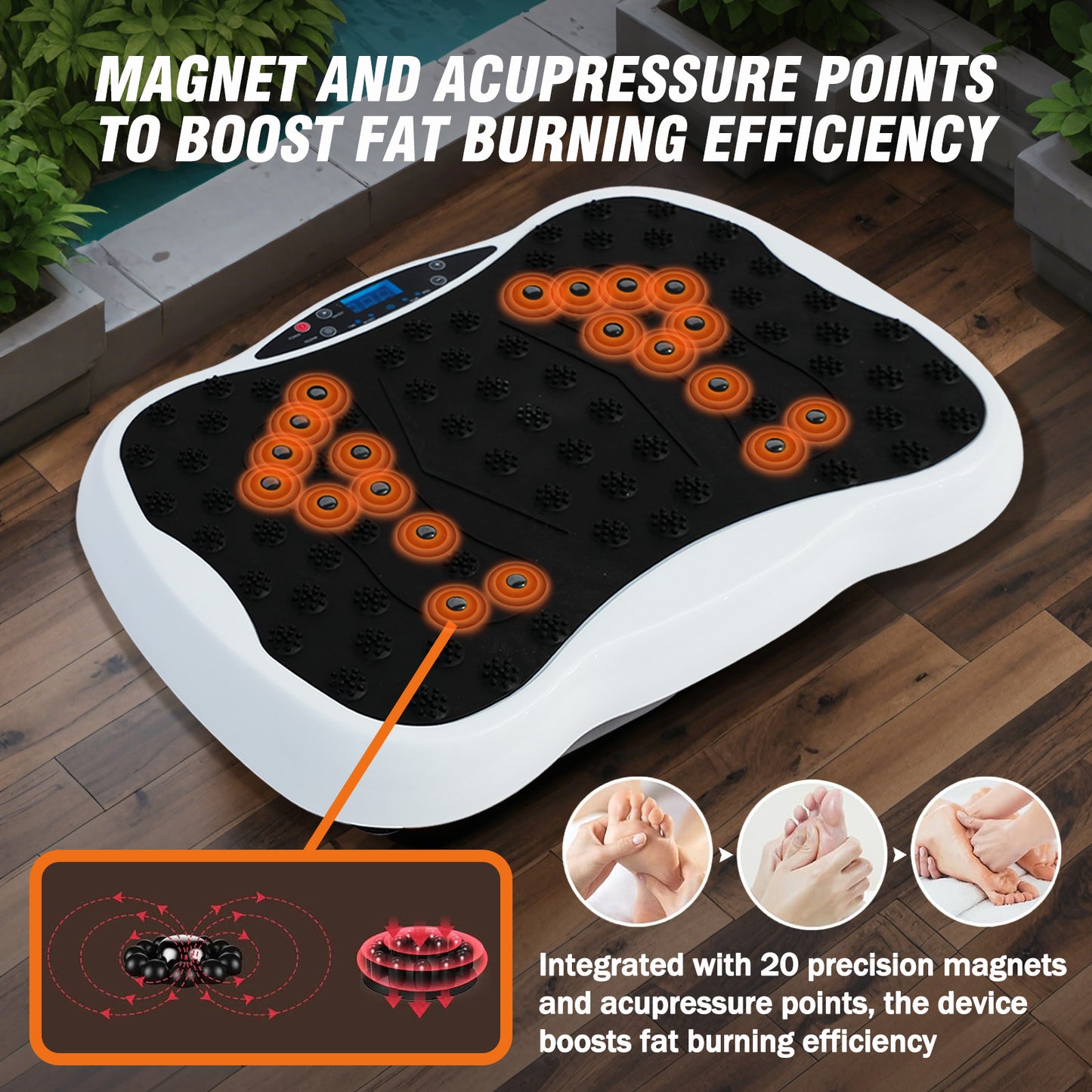 RICAN Vibration Plate Exercise Machine 330lb, Vibration Board for Lymphatic Drainage, Full Body Workout Vibrating Fitness Platform, Waver Stand for Weight Loss, White