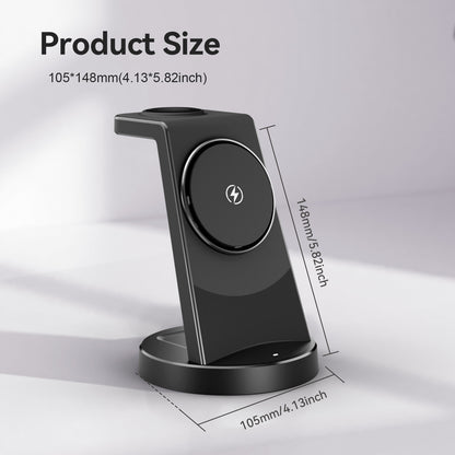 Charging Station, 15W Fast Wireless Charger for iPhone 16 15 14 13 12 Pro X Max XR, Compatible with AirPods iWatch,3 in 1 Magnetic Stand