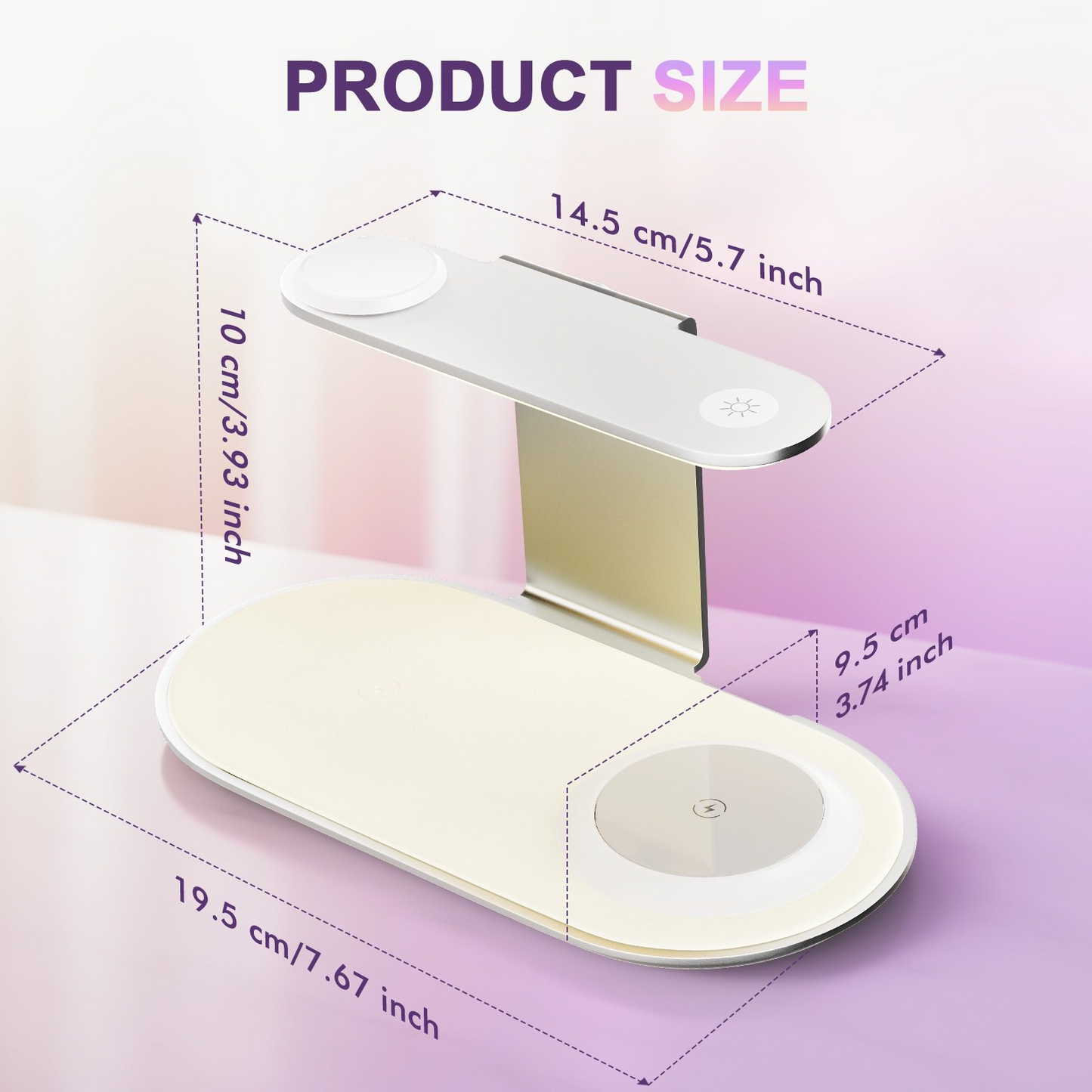 4 in 1 Charging Station, MagSafe Wireless Charger with Three Level soft Night Light, 15W Wireles Charging for iPhone