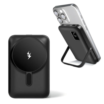 Magnetic Power Bank,10000mAh Wireless Portable Charger with LED Display, Built-in Cables, Magsafe Charger with Foldable Stand, 20W PD Fast Charging