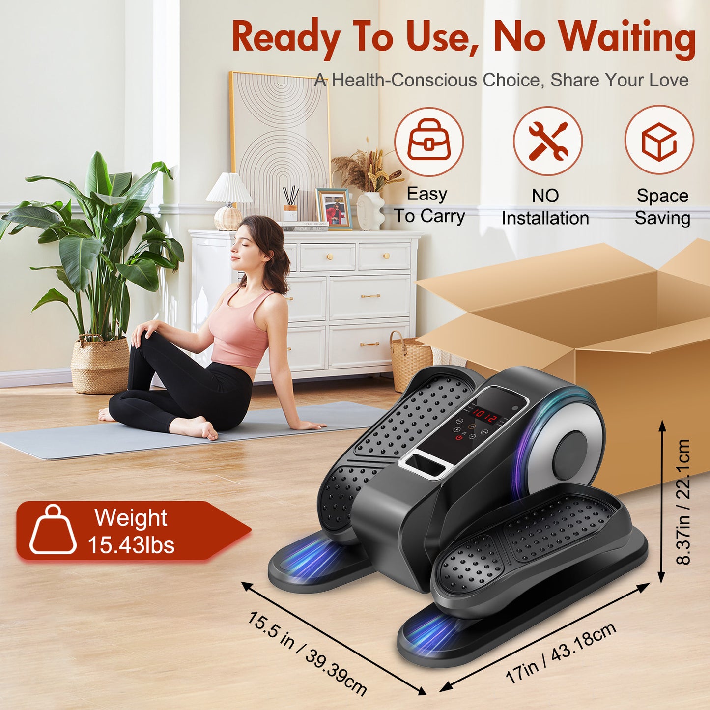 RICAN Under Desk Elliptical Machine, Elipsefit Leg Exerciser While Sitting for Seniors Adults