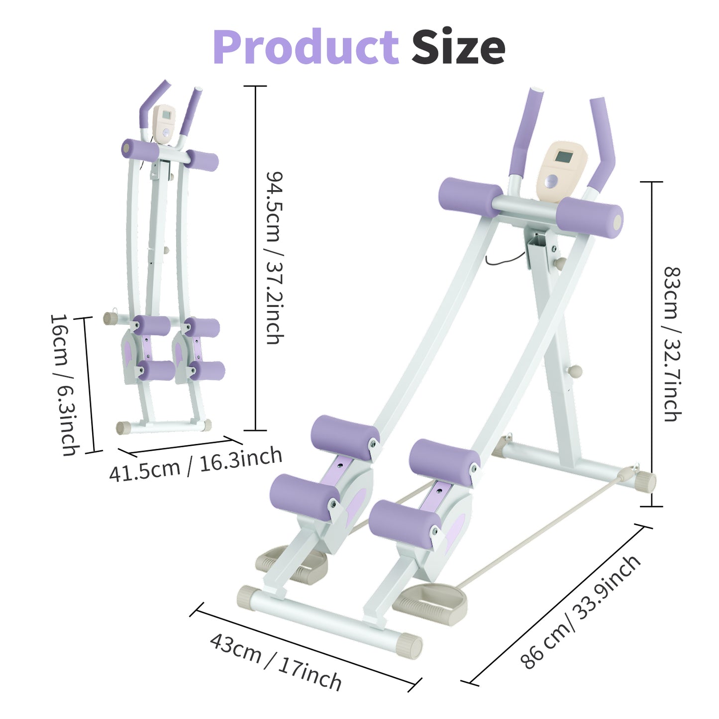 RICAN Ab Fitness Crunch, Abdominal Workout Machine for Glider Roller and Pushup with Headrest, Strength Training Exerciser for Core Strength and Plasticity, Ideal for Home Gym Office