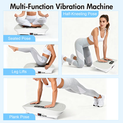 Vibration Plate Exercise Machine, 10 Auto & 10 Manual Speed Levels 300 lbs Capacity with Resistance Bands & Remote Ideal for Weight Loss, Fat Burning & Body Toning