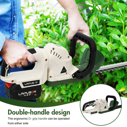 21V Cordless Hedge Trimmer with 20" Dual-Action Blade, Handle Electric Hedge Trimmer with 3.0Ah Battery and Fast Charger for Garden, Shrub, Grass and Lawn, Up to 20000 RPM, Green