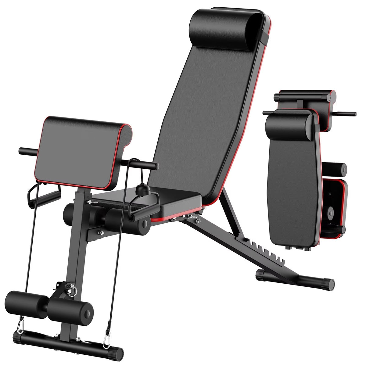7 Positions Adjustable Weight Bench with Leg Extension & Preacher Curl, Foldable Multifunctional Workout Bench for Full Body Strength Training Home Gym 770LBS