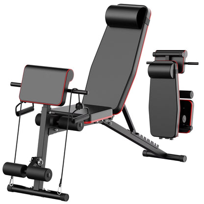 7 Positions Adjustable Weight Bench with Leg Extension & Preacher Curl, Foldable Multifunctional Workout Bench for Full Body Strength Training Home Gym 770LBS