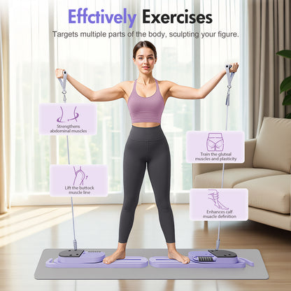 Pilates Reformer Board, Multifunctional Abdominal Board, Removable Abdominal Trainer for Home, Sliding Workout Equipment with Knee Protected
