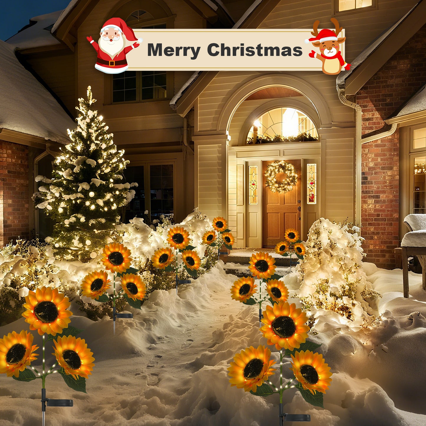 TopZoo Solar Lights Outdoor Garden Decor, 2PCS Solar Garden Stake Lights with 9 Sunflower Lights, Waterproof for Back Yard, Flower Bed, Pathway, Patio, Porch Decoration