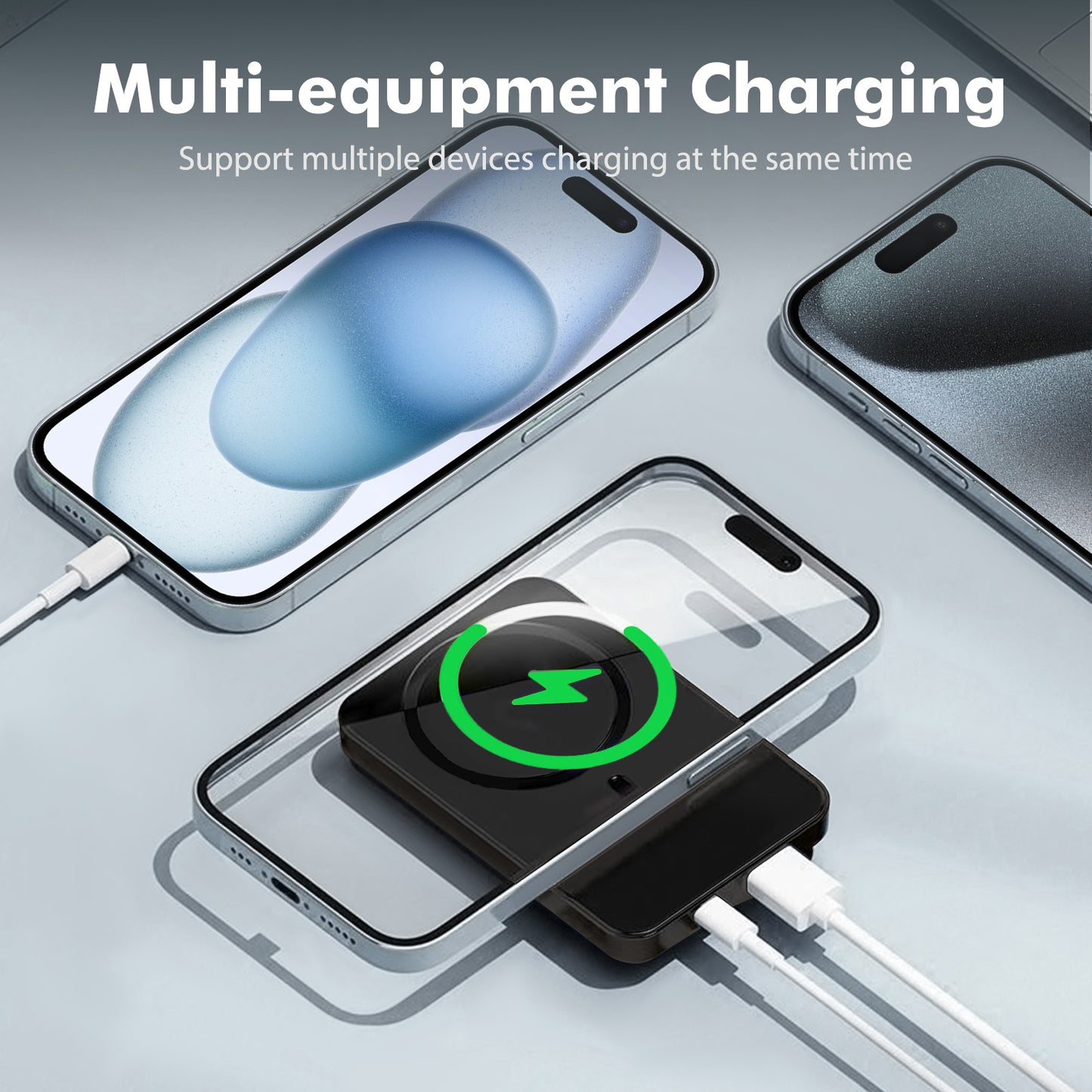 Power Bank, 10000mAh Wireless Power Bank with LED Power Display, 22.5W Fast Charging Battery Pack, Compatible with iPhone 8 and above series,Black