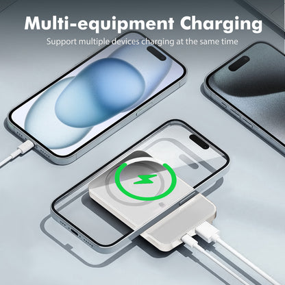 Portable Magnetic Wireless Power Bank, 10000mAh 22.5W Fast Charging,2 in 1 power bank with LED Power Display, Suitable for Outdoor Emergency Backup Power Bank, Compatible with iphone and above series