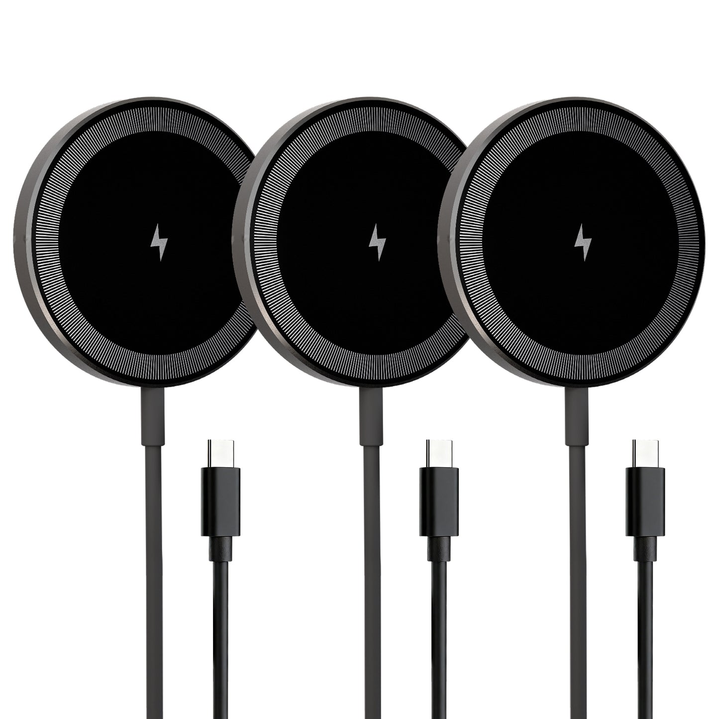 Wireless Charger, 15W Charging Pad Compatible with iPhone 17 16 15 14 13 12 Series, Compatible with AirPods, Slim Portable Design, Black(3 Pack)