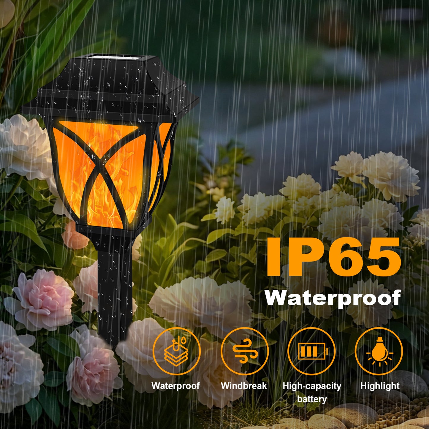 TopZoo Solar Lights Outdoor Pathway, 6 Pack Solar Garden Stake Lights for Yard Patio Walkway Planter Pool, LED Waterproof, Flame Orange