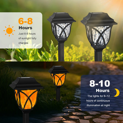 TopZoo Solar Lights Outdoor Pathway, 6 Pack Solar Garden Stake Lights for Yard Patio Walkway Planter Pool, LED Waterproof, Flame Orange