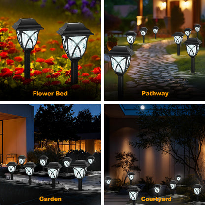 TopZoo Solar Lights Outdoor Pathway, 6 Pack Solar Garden Stake Lights for Yard Patio Walkway Planter Pool, LED Waterproof, Cool White