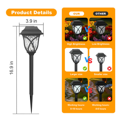 TopZoo Solar Lights Outdoor Pathway, 6 Pack Solar Garden Stake Lights for Yard Patio Walkway Planter Pool, LED Waterproof, Cool White