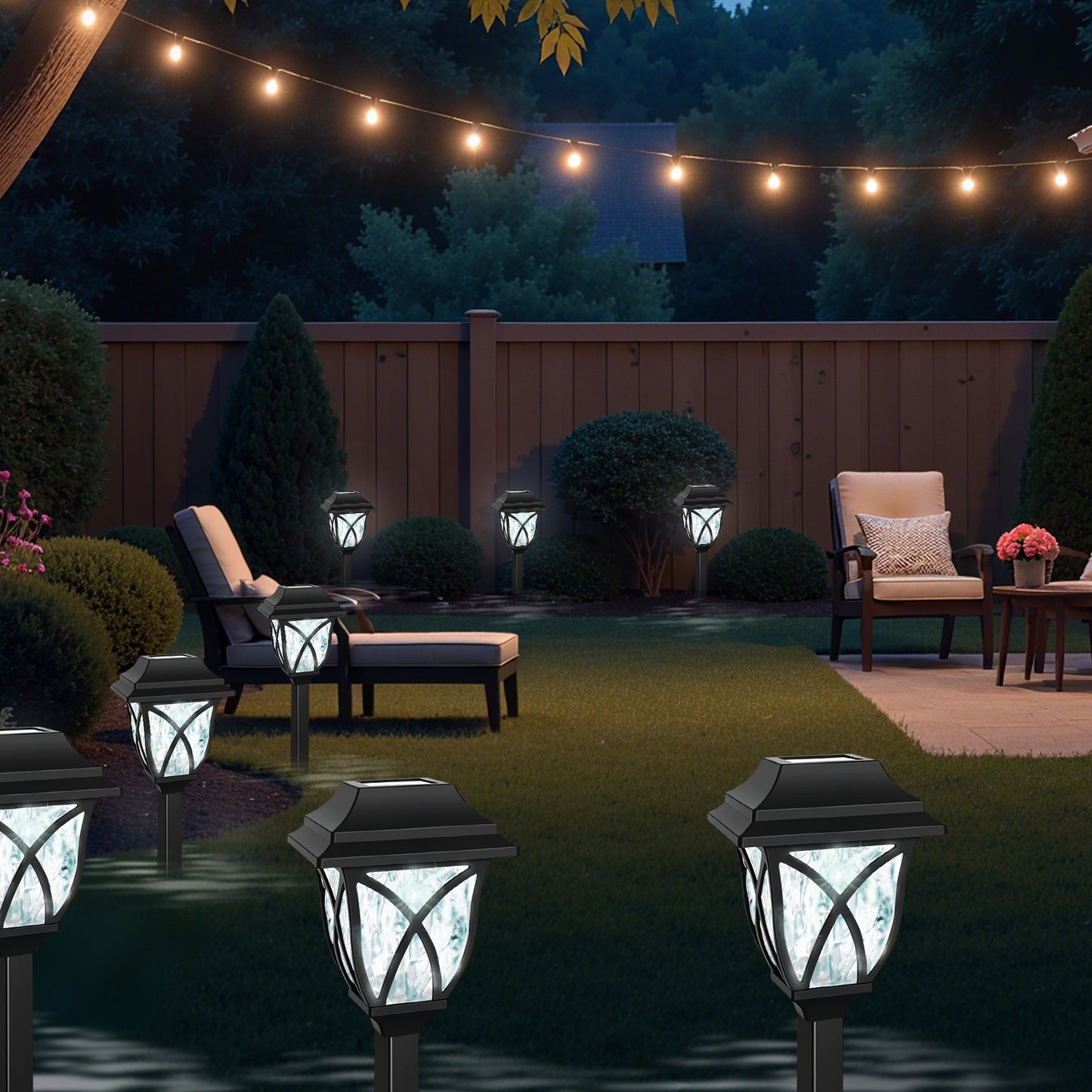 TopZoo Solar Lights Outdoor Pathway, 6 Pack Solar Garden Stake Lights for Yard Patio Walkway Planter Pool, LED Waterproof, Cool White