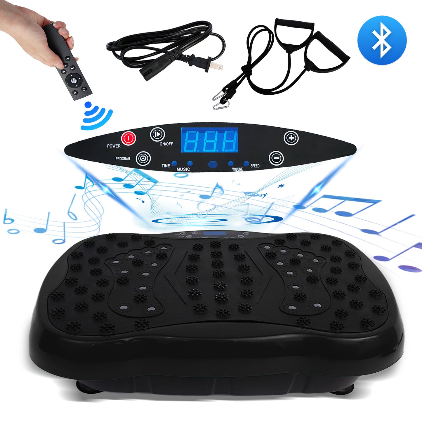 RICAN Vibration Plate Exercise Machine Muscle Toner Resistance Band, 330lbs Whole Body Vibrate Fitness Platform for Muscle Relaxation, Black