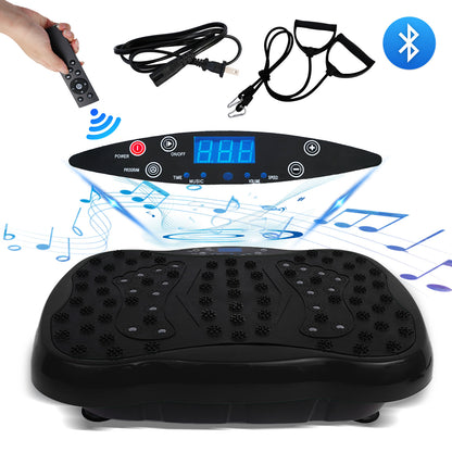 RICAN Vibration Plate Exercise Machine Muscle Toner Resistance Band, 330lbs Whole Body Vibrate Fitness Platform for Muscle Relaxation, Black