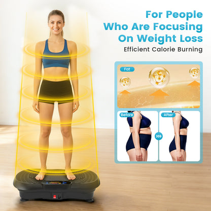 Vibration Plate Exercise Machine with 5 Resistance Bands, Whole Body Workout Vibration Platform for Fat Burning & Body Shaping
