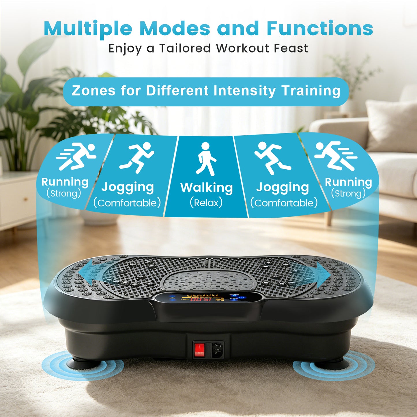 Vibration Plate Exercise Machine with 5 Resistance Bands, Whole Body Workout Vibration Platform for Fat Burning & Body Shaping