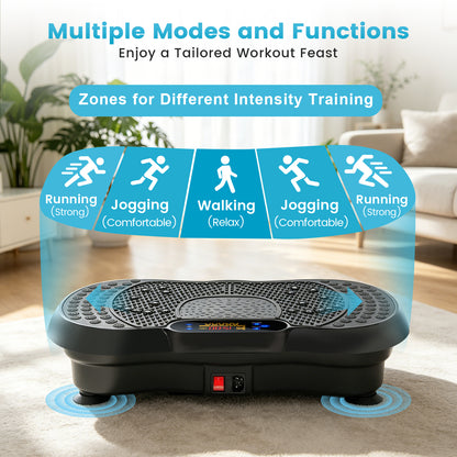 Vibration Plate Exercise Machine with 5 Resistance Bands, Whole Body Workout Vibration Platform for Fat Burning & Body Shaping