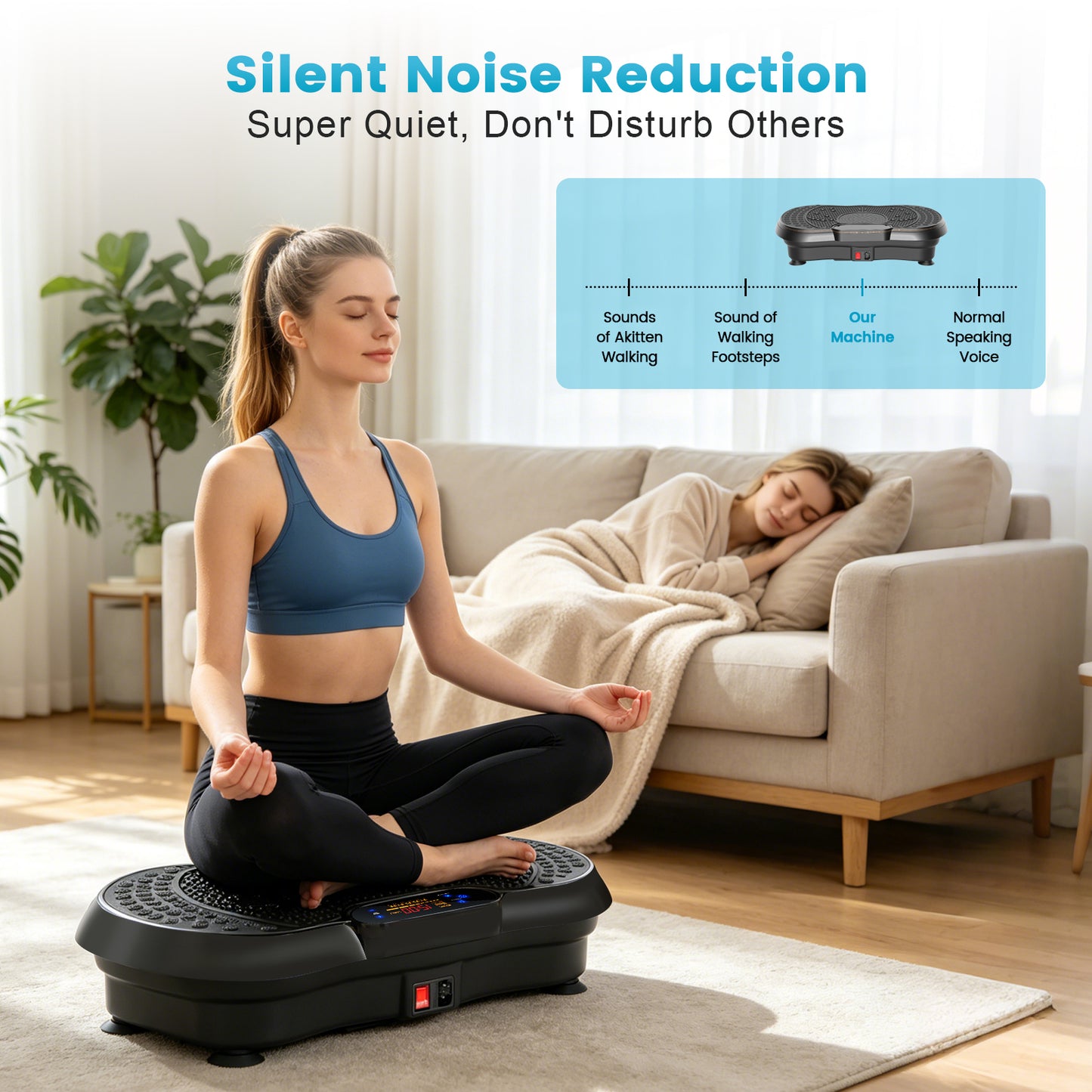 Vibration Plate Exercise Machine with 5 Resistance Bands, Whole Body Workout Vibration Platform for Fat Burning & Body Shaping