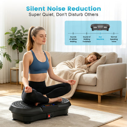 Vibration Plate Exercise Machine with 5 Resistance Bands, Whole Body Workout Vibration Platform for Fat Burning & Body Shaping