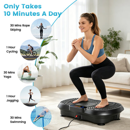 Vibration Plate Exercise Machine with 5 Resistance Bands, Whole Body Workout Vibration Platform for Fat Burning & Body Shaping