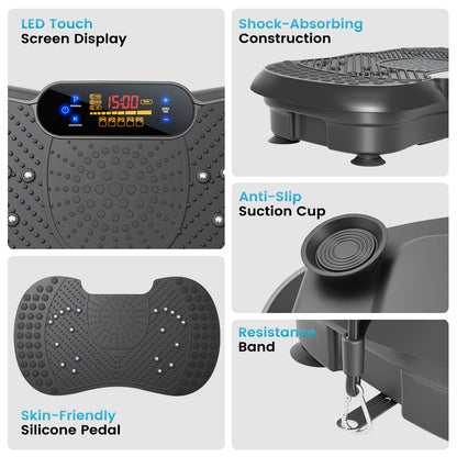 Vibration Plate Exercise Machine with 5 Resistance Bands, Whole Body Workout Vibration Platform for Fat Burning & Body Shaping
