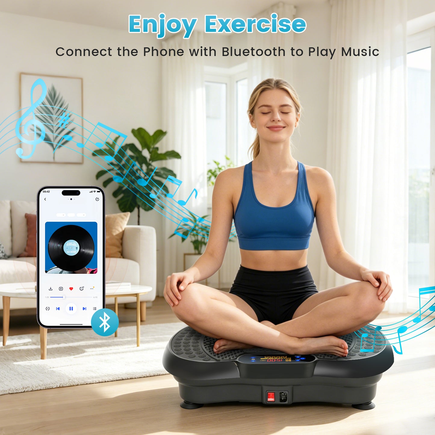 Vibration Plate Exercise Machine with 5 Resistance Bands, Whole Body Workout Vibration Platform for Fat Burning & Body Shaping