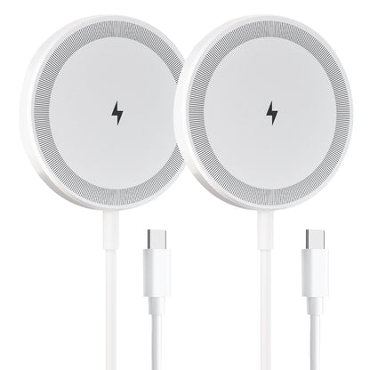Wireless Charger, 15W Charging Pad for iPhone, Magnetic Portable Charger for iPhone 17 16 15 14 13 12 Series, Fast Charging Phone Charger for AirPods 4 3 2 Pro, White(2 Pack)