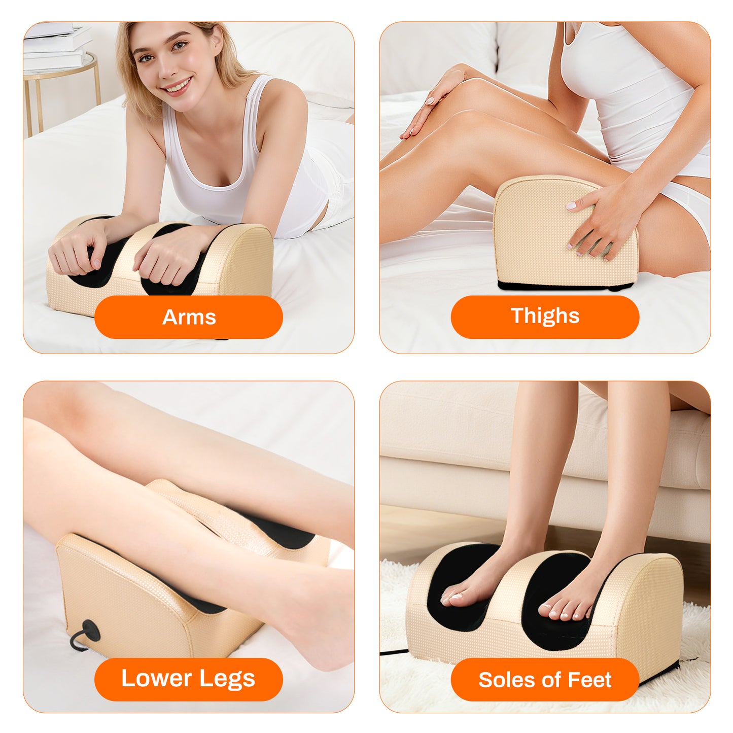 Foot Massager, Foot and Calf Massage Machine, Shiatsu Deep Tissue Massage Machine with Heat, Leg Massager with Massage Roller, Gifts for Mom and Dad, Gold