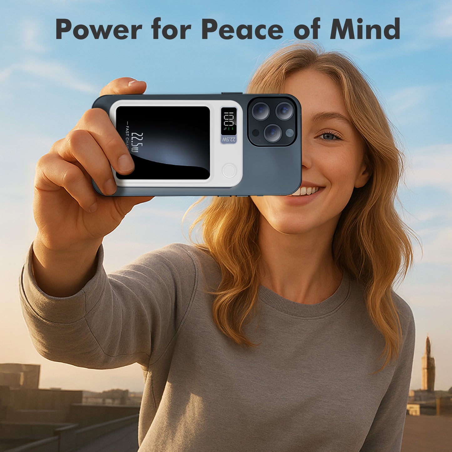 Portable Magnetic Wireless Power Bank, 10000mAh 22.5W Fast Charging,2 in 1 power bank with LED Power Display, Suitable for Outdoor Emergency Backup Power Bank, Compatible with iphone and above series