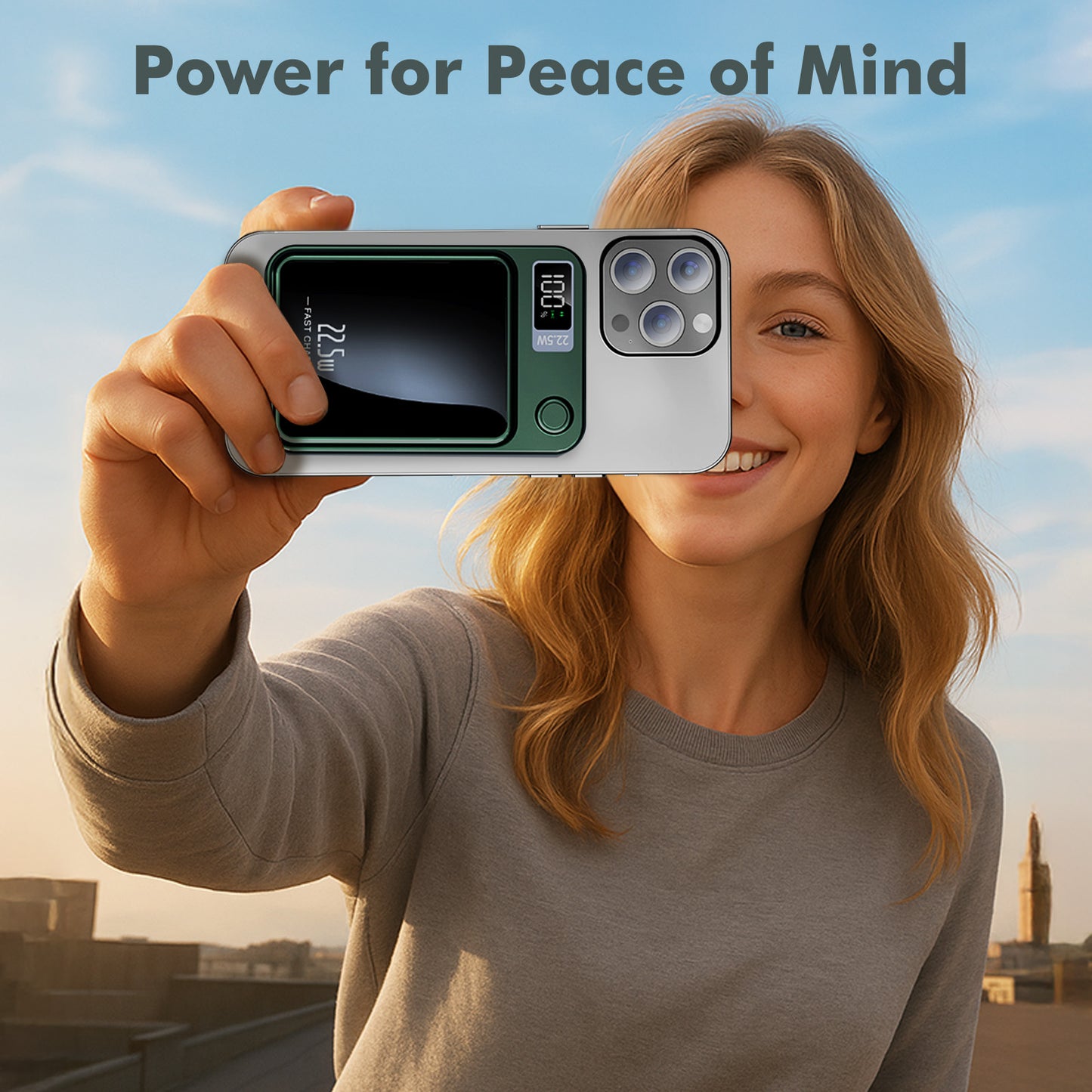 Portable Wireless Power Bank,2 in 1 Magnetic charger 10000mAh 22.5W Fast Charging, with LED Power Display, Suitable for Outdoor Emergency Backup Power Bank, Compatible with Multi Device, Green
