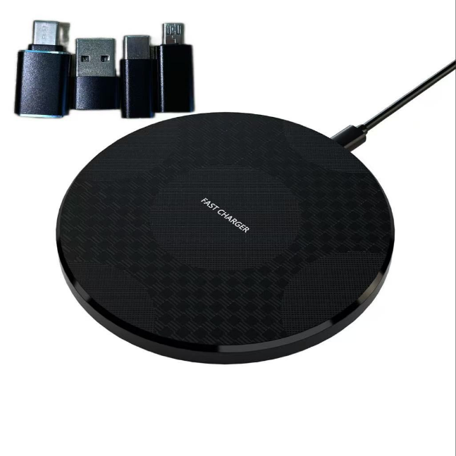 Wireless Charger for iPhone, Portable Charger for Compatible with iPhone 17 16 15 14 13 12 11 Pro Max/Mini/Plus/XR/X/8, Charging Pad for AirPods 4 3 2 Pro, with Charging Adapter, Black