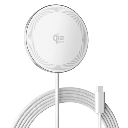 Magnetic Wireless Charger, 25W Fast charging pad Compatible with iPhone 17/16/15/14/13/12 Series, AirPods 4 3 2 Pro, Phone Charger for Home Office Travel, White