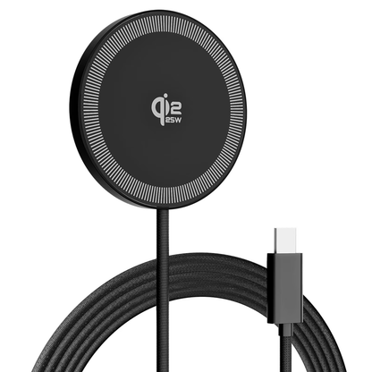 Magnetic Wireless Charger, 25W Fast Charging Pad Compatible with iPhone 17/16/15/14/13/12 Series, Magnetic Portable Charger Compatibe with AirPods 4 3 2 Pro, Phone Charger, Black