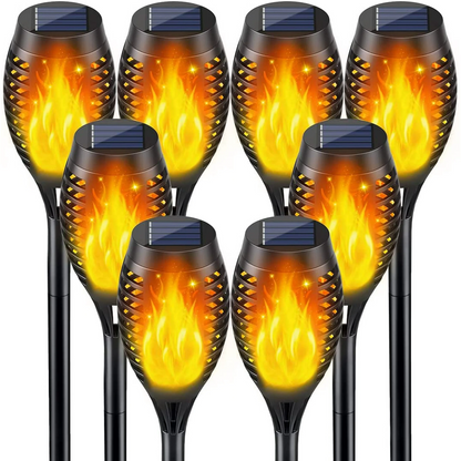 8 Packs Solar Tiki Torch Lights with Flickering Flame, Waterproof H-alloween Solar Lights Outdoor, Solar H-alloween Pathway Lights, H-allowee Decor Lights for Garden, Lawn, Patio, Yard